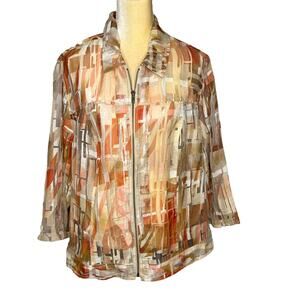 Coldwater Creek Classic Sheer Lightweight Jacket Top Zipper Size 2X